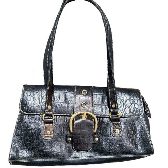 Franco Sarto Big Buckle Handbag Double Compartment Zipper and Snap - Picture 1 of 10